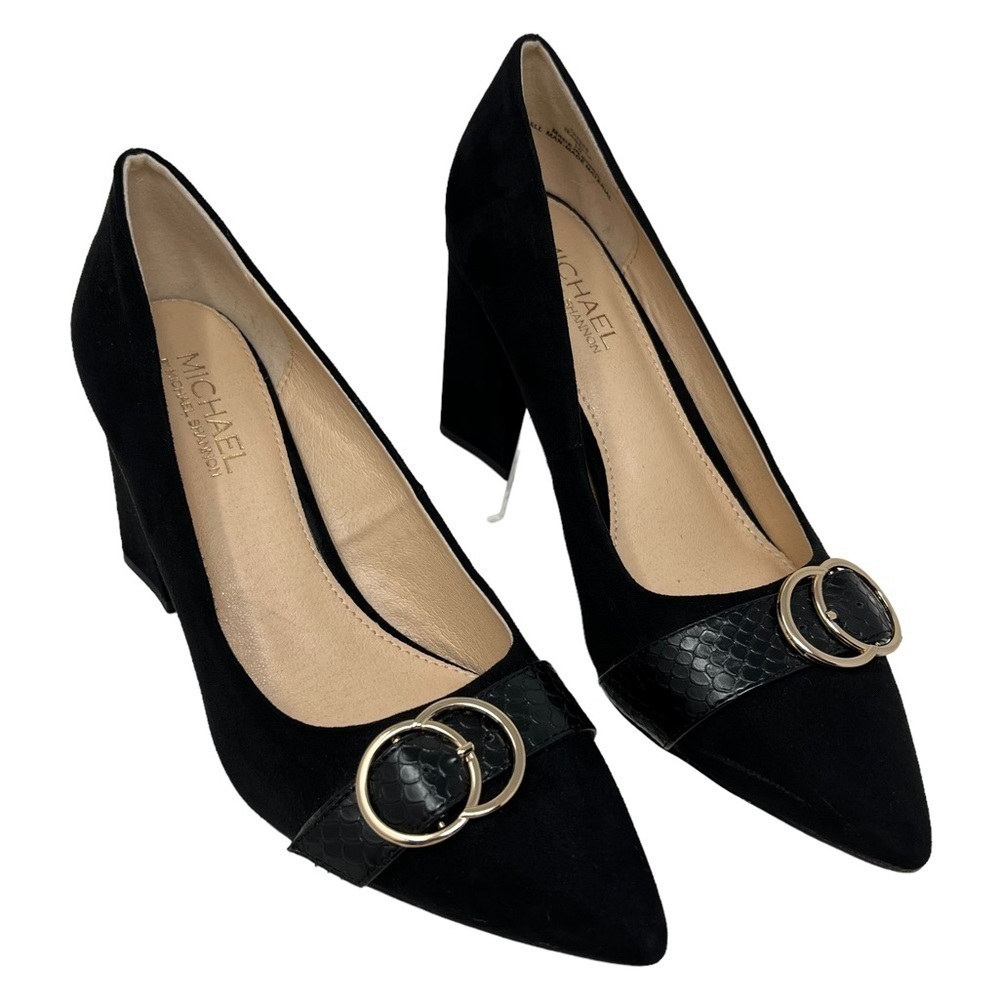 Michael by Michael Shannon Izabella Black Faux Suede Pointed Toe Heels Size 10